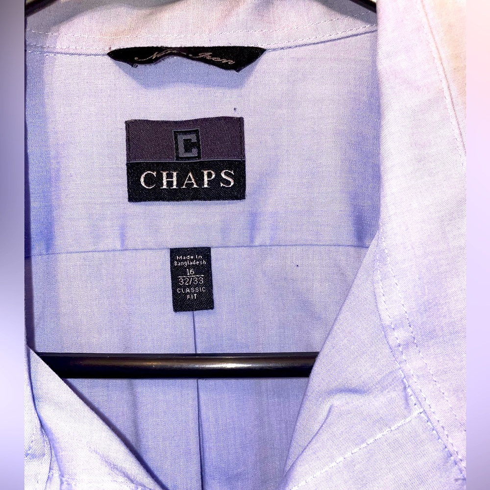 Men's Chaps Dressy Long Sleeve Button Down Shirt Light Blue